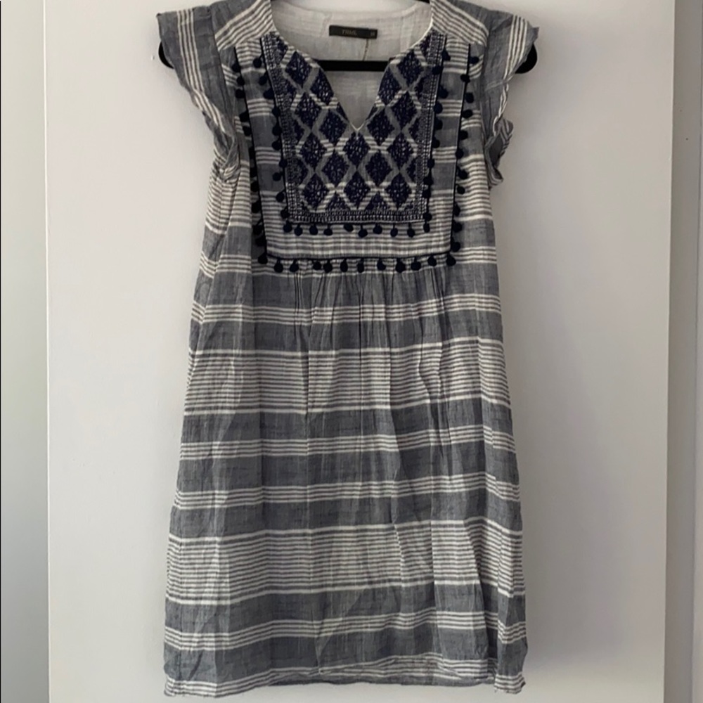 THML Embroidered Pom Pom dress w/pockets